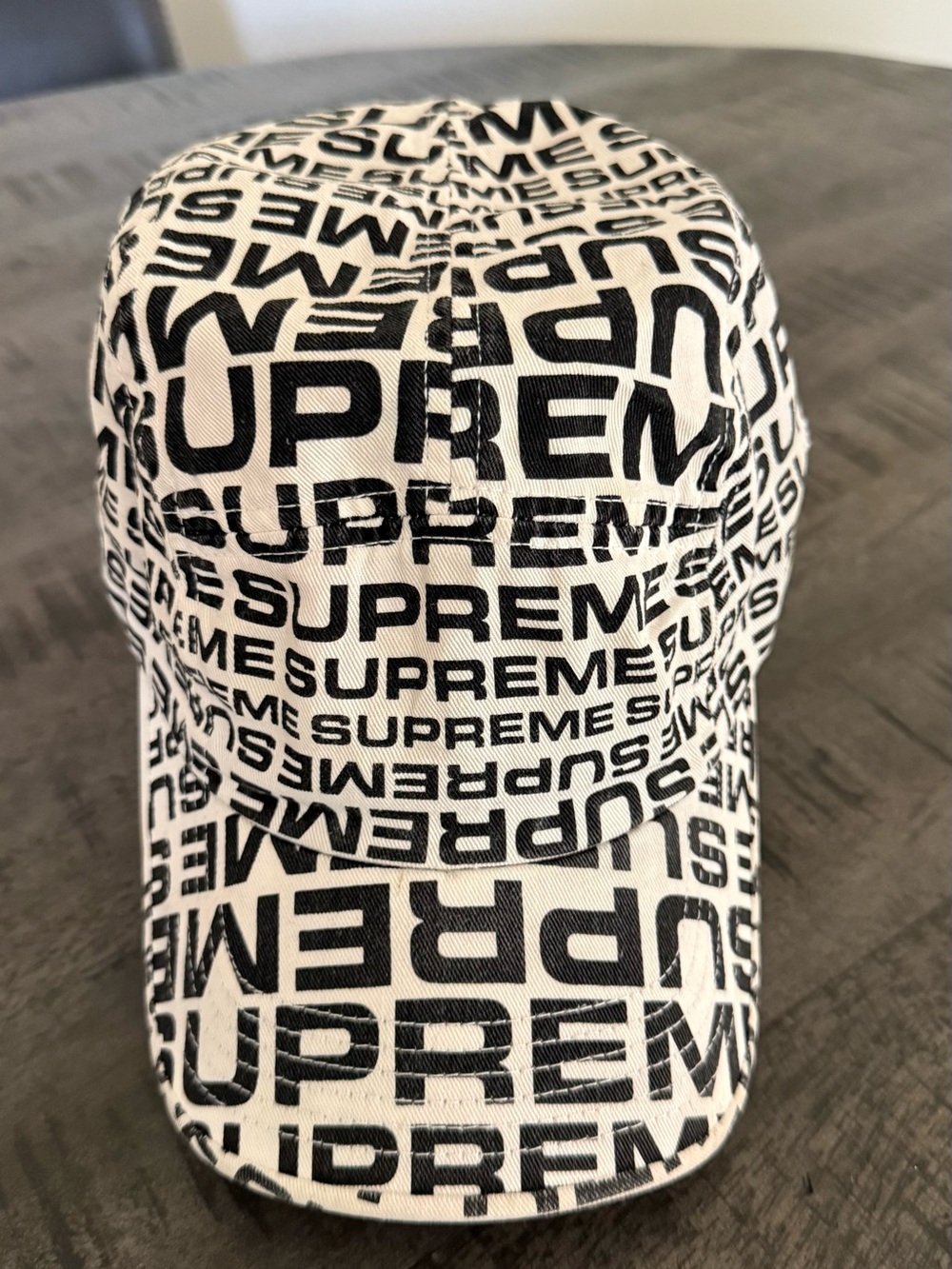 VINTAGE/Supreme All-Over Logo Black & White Cap